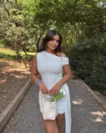 Mini haljina Kilie - bijela - Slika 5