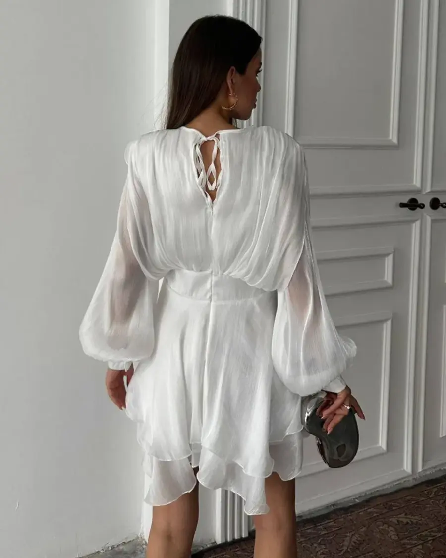 Mini haljina Herper - bijela - Slika 4