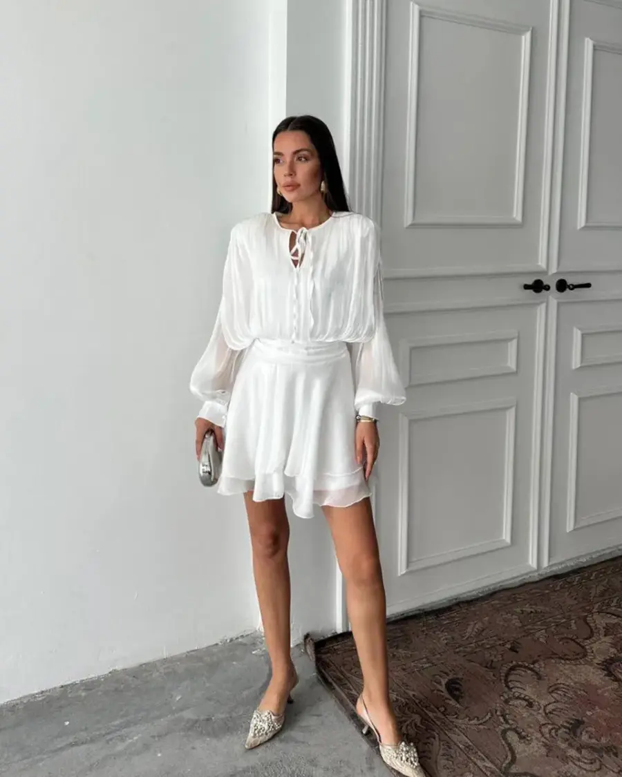 Mini haljina Herper - bijela - Slika 3