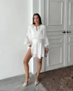 Mini haljina Herper - bijela - Slika 2