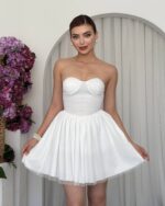 Mini haljina Nila - bijela - Slika 2