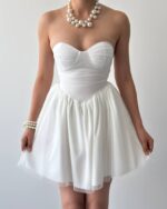 Mini haljina Nila - bijela - Slika 5