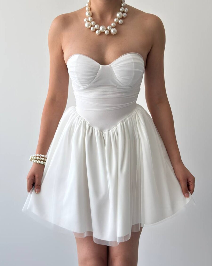 Mini haljina Nila - bijela - Slika 5