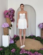 Mini haljina Nila - bijela - Slika 8