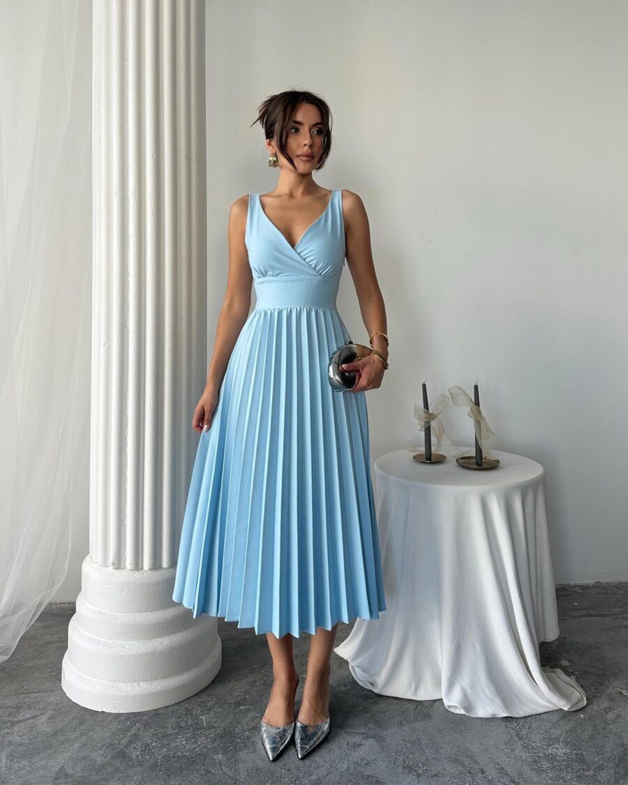 Midi haljina Alyosa - baby plava - Slika 6