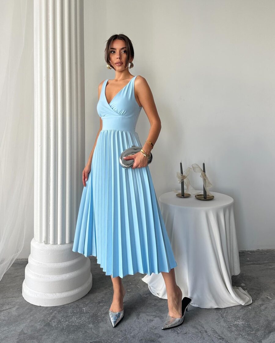 Midi haljina Alyosa - baby plava - Slika 4