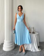 Midi haljina Alyosa - baby plava - Slika 3