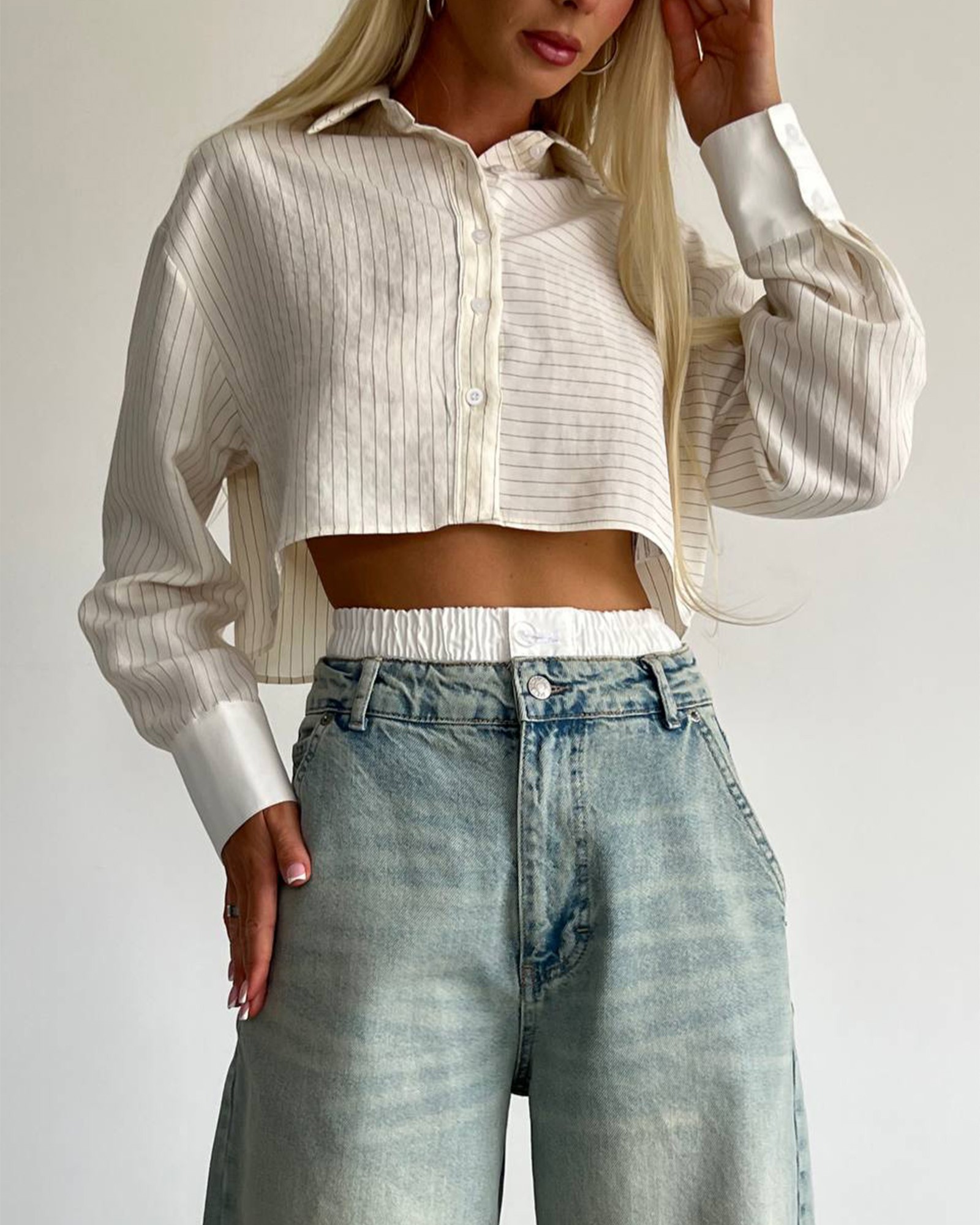 Cropped košulja Benita - cream