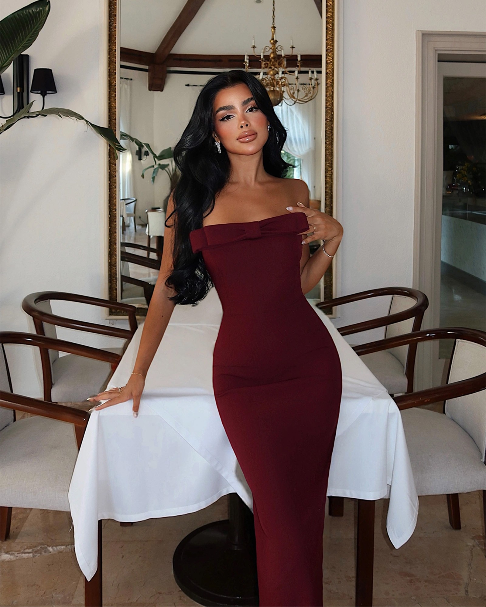 Midi haljina Marlowe - bordo - Slika 4