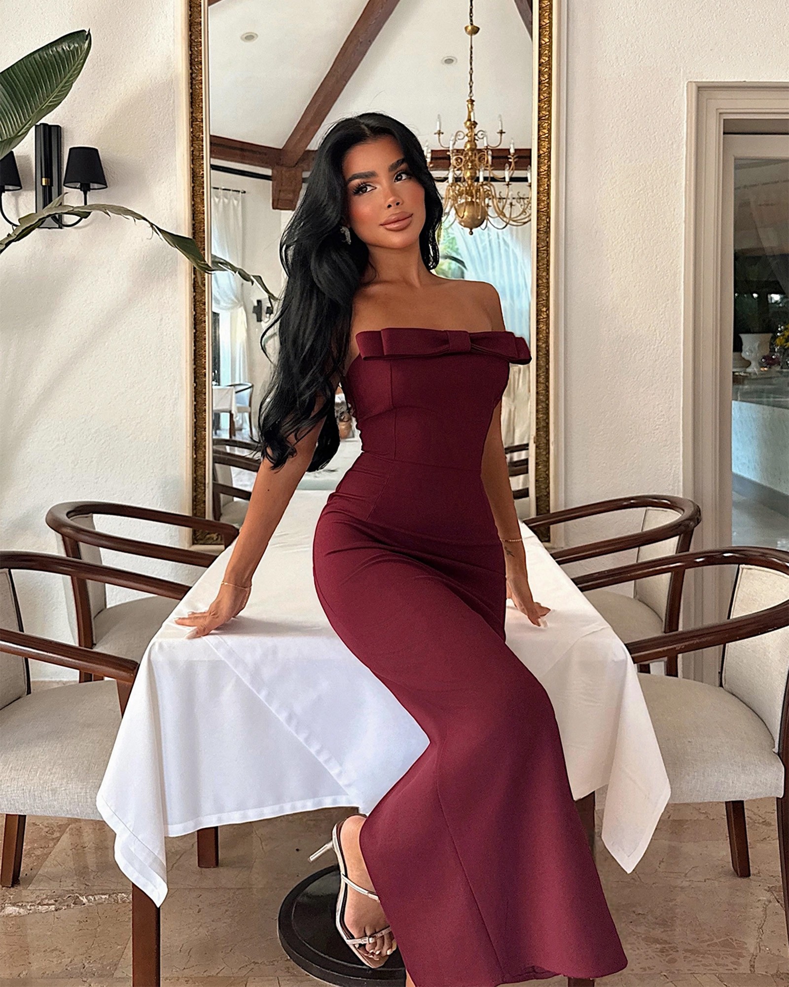 Midi haljina Marlowe - bordo - Slika 3