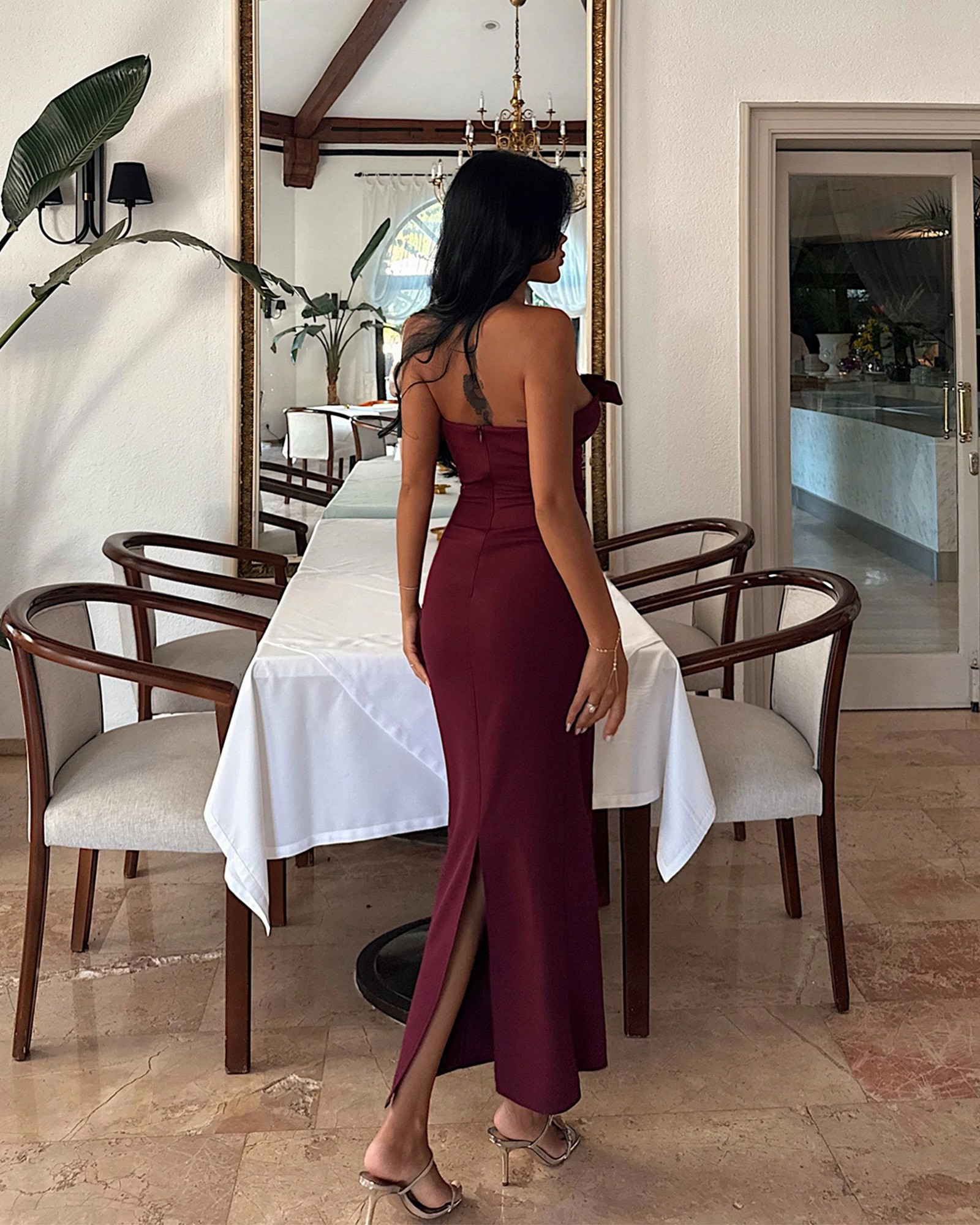 Midi haljina Marlowe - bordo - Slika 2