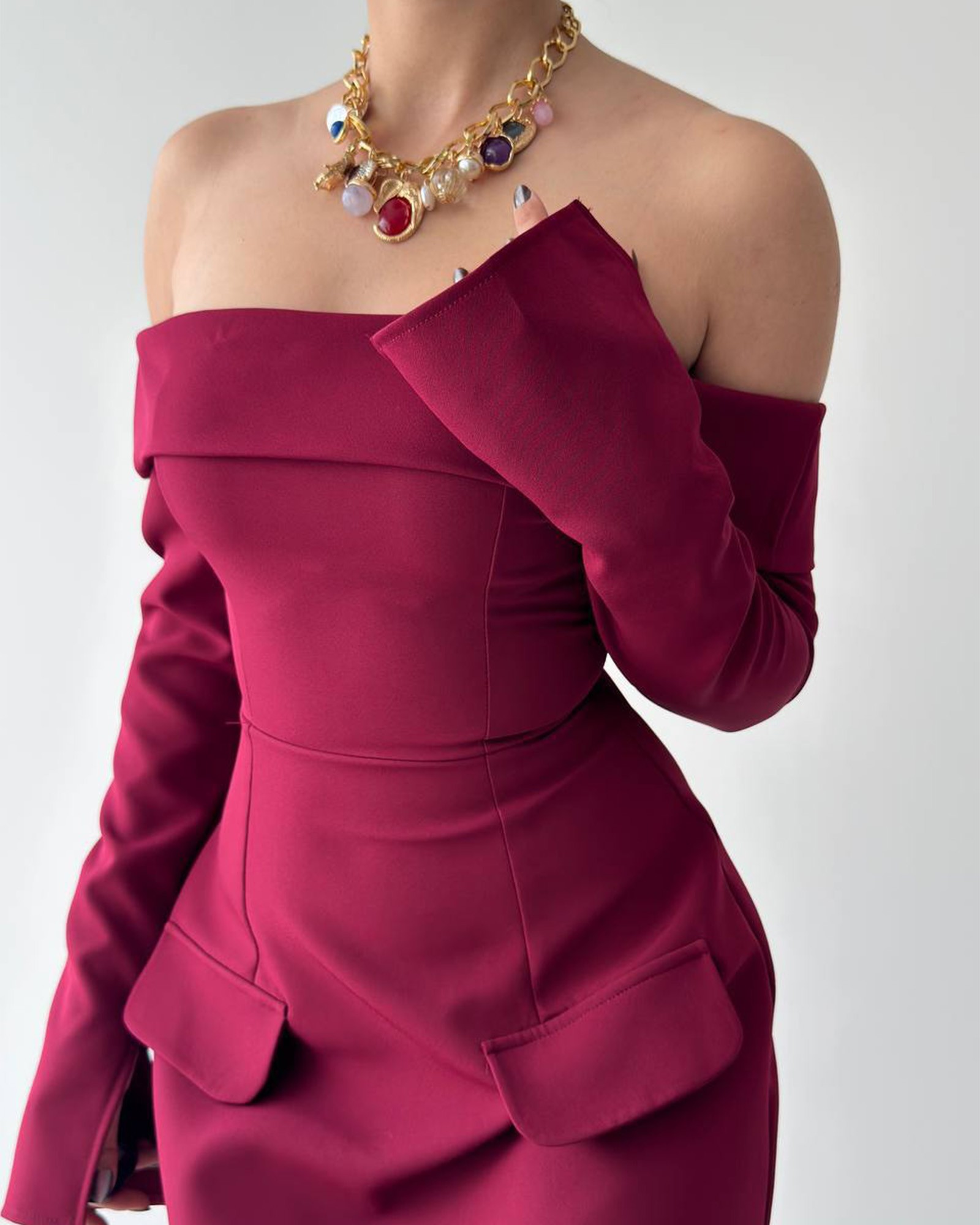 Mini haljina Tiffy - bordo - Slika 4