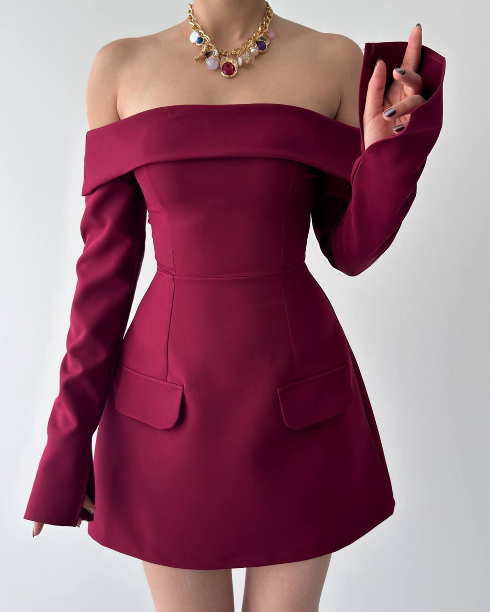 Mini haljina Tiffy - bordo - Slika 5