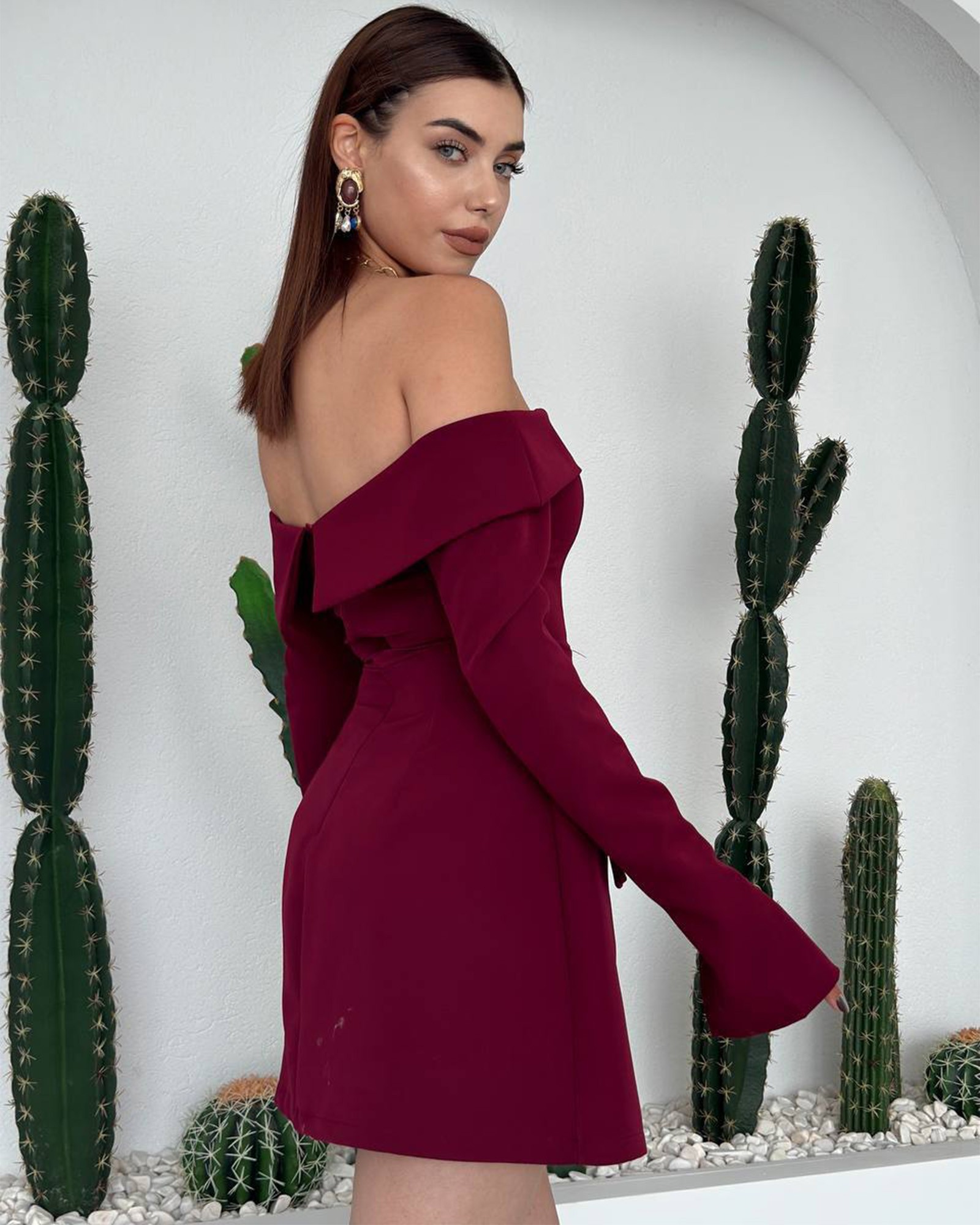 Mini haljina Tiffy - bordo - Slika 3