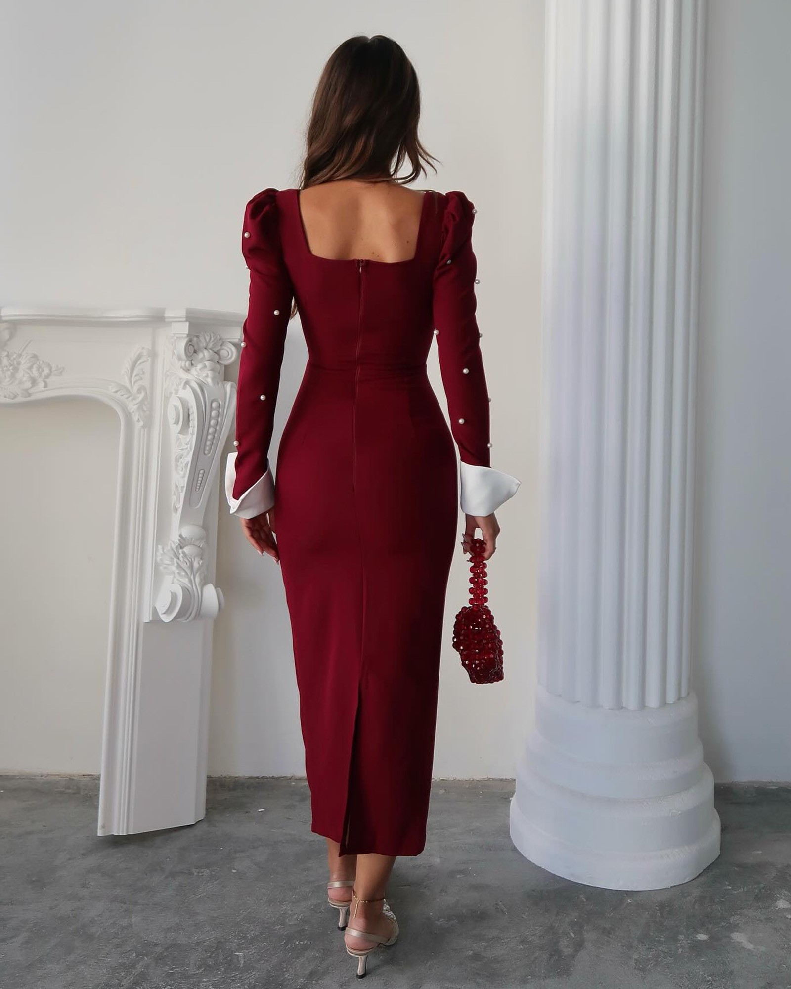 Midi haljina Peony - bordo