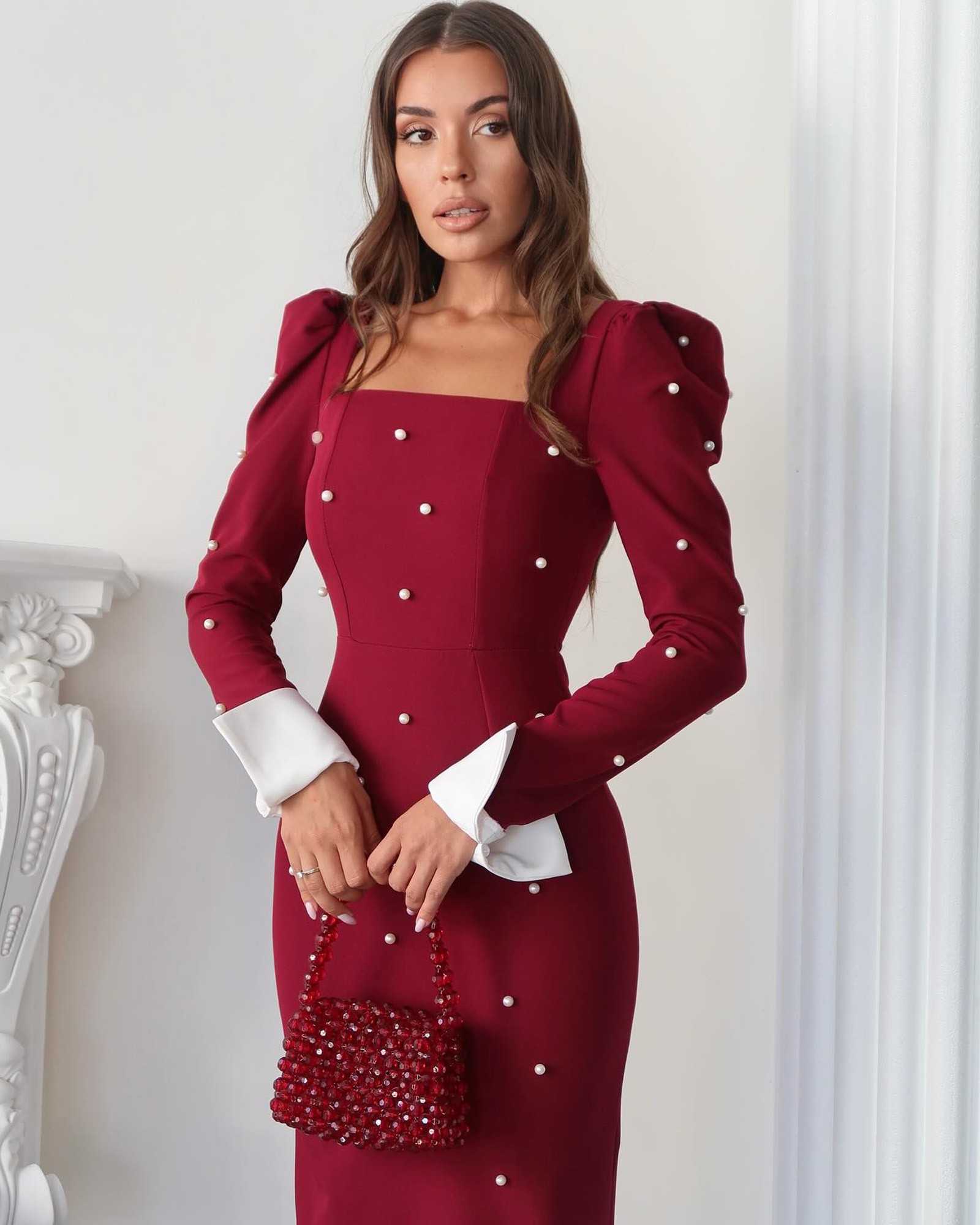 Midi haljina Peony - bordo