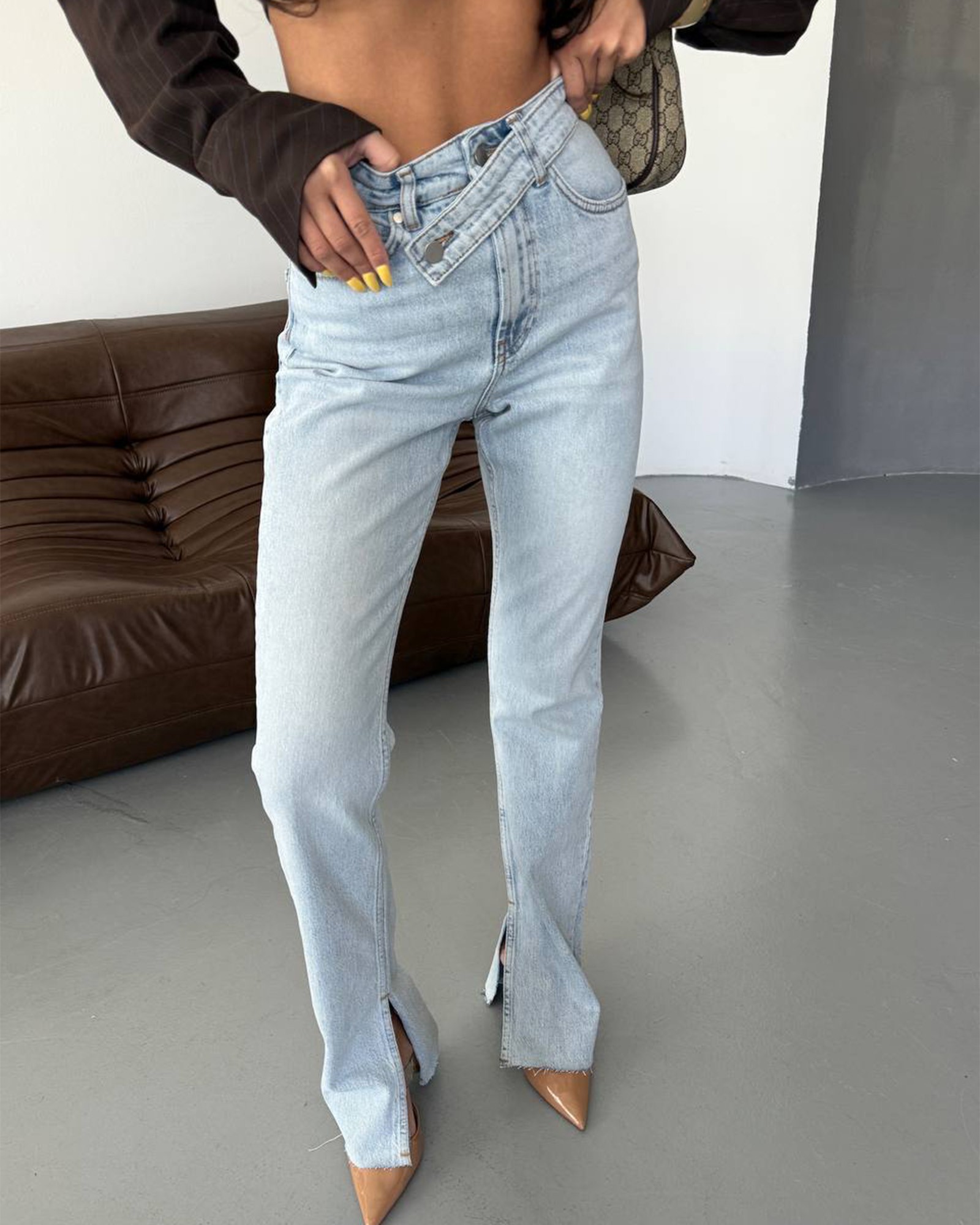 Farmerice na koso kopčanje Pena - svijetli teksas - Slika 2