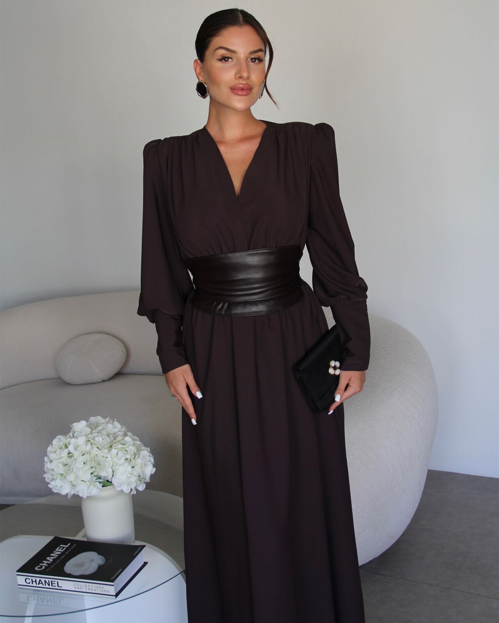 Maxi haljina Thalia - smeđa - Slika 4