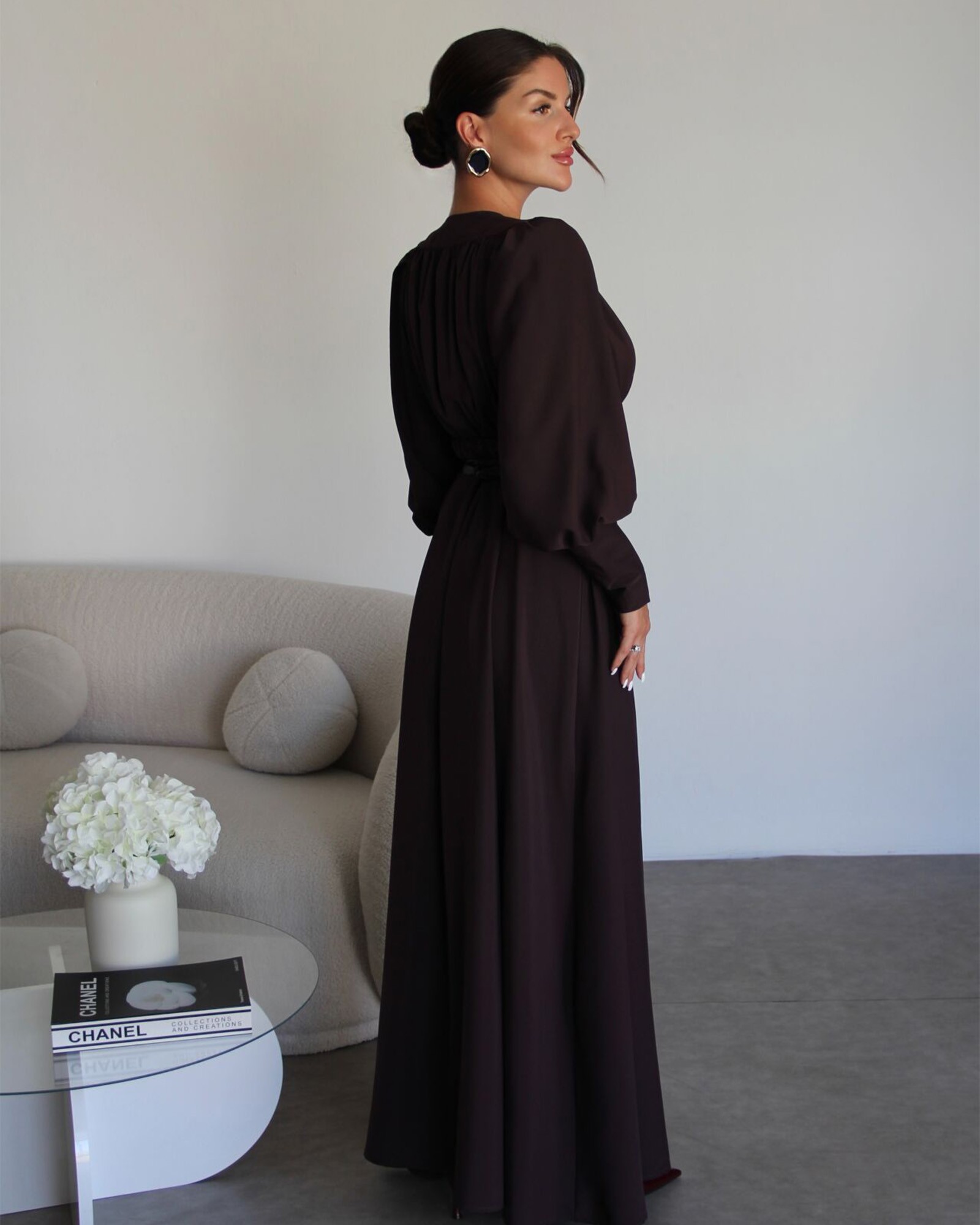 Maxi haljina Thalia - smeđa - Slika 5