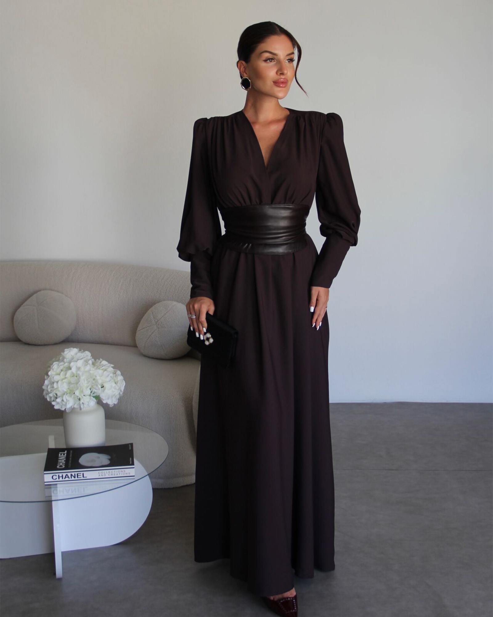 Maxi haljina Thalia - smeđa - Slika 3