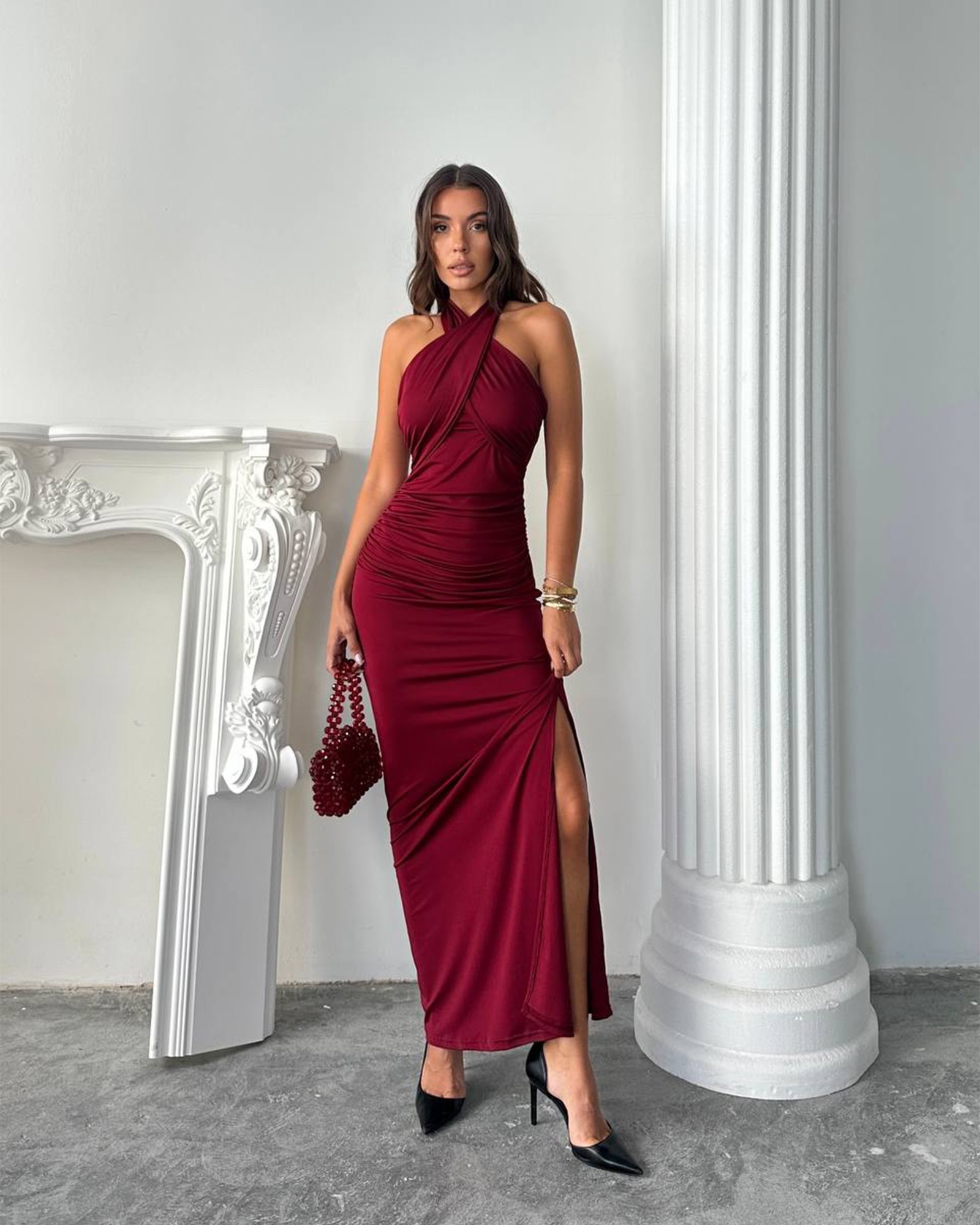 Maxi haljina Helios - bordo