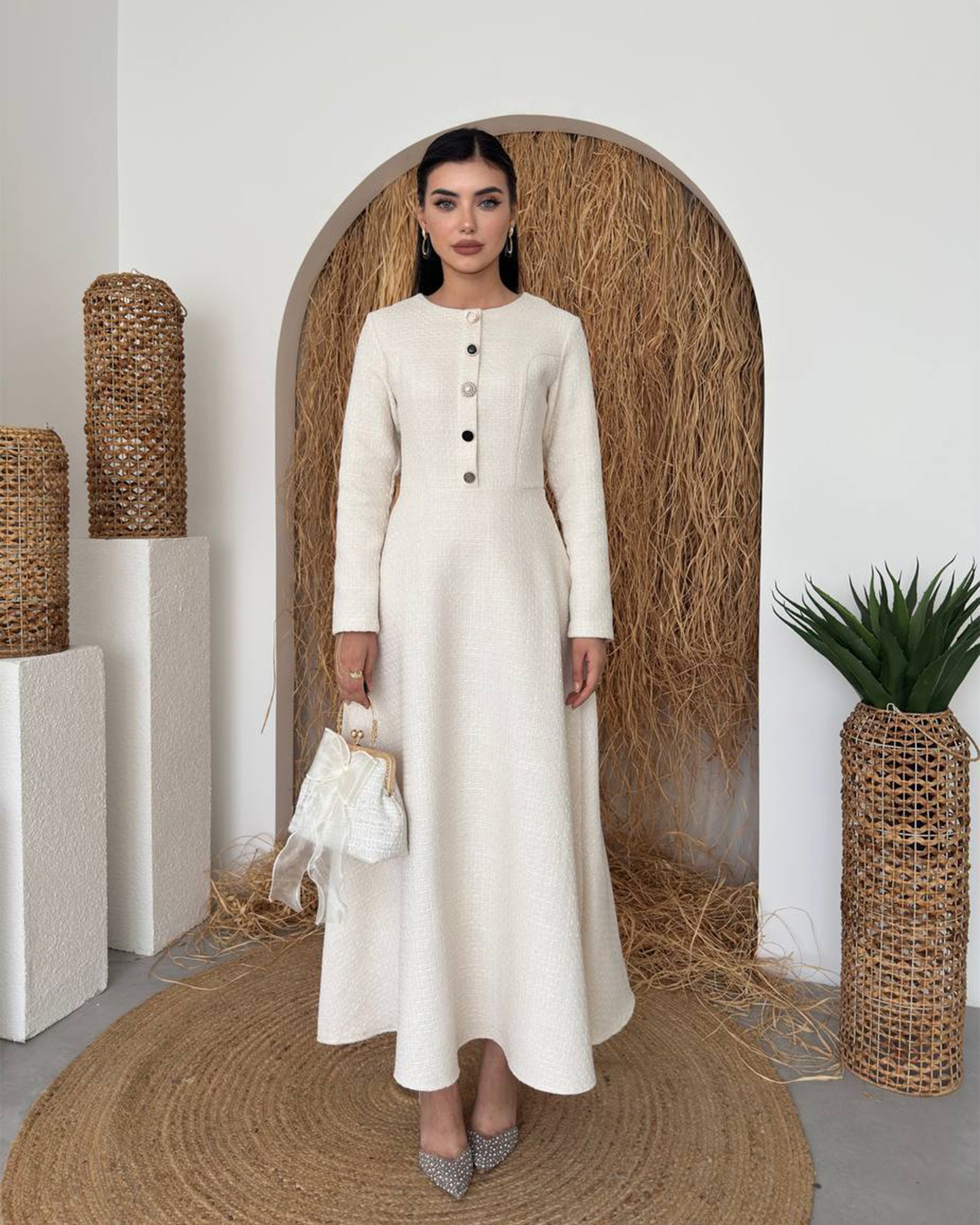 Midi haljina Alouette - cream bijela