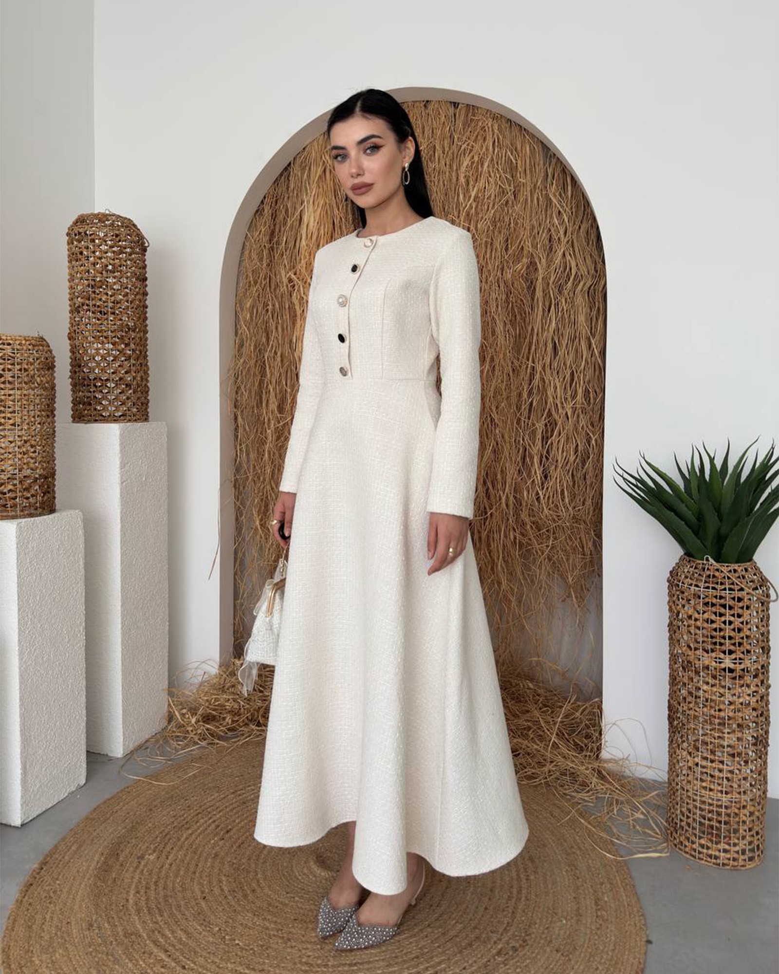 Midi haljina Alouette - cream bijela