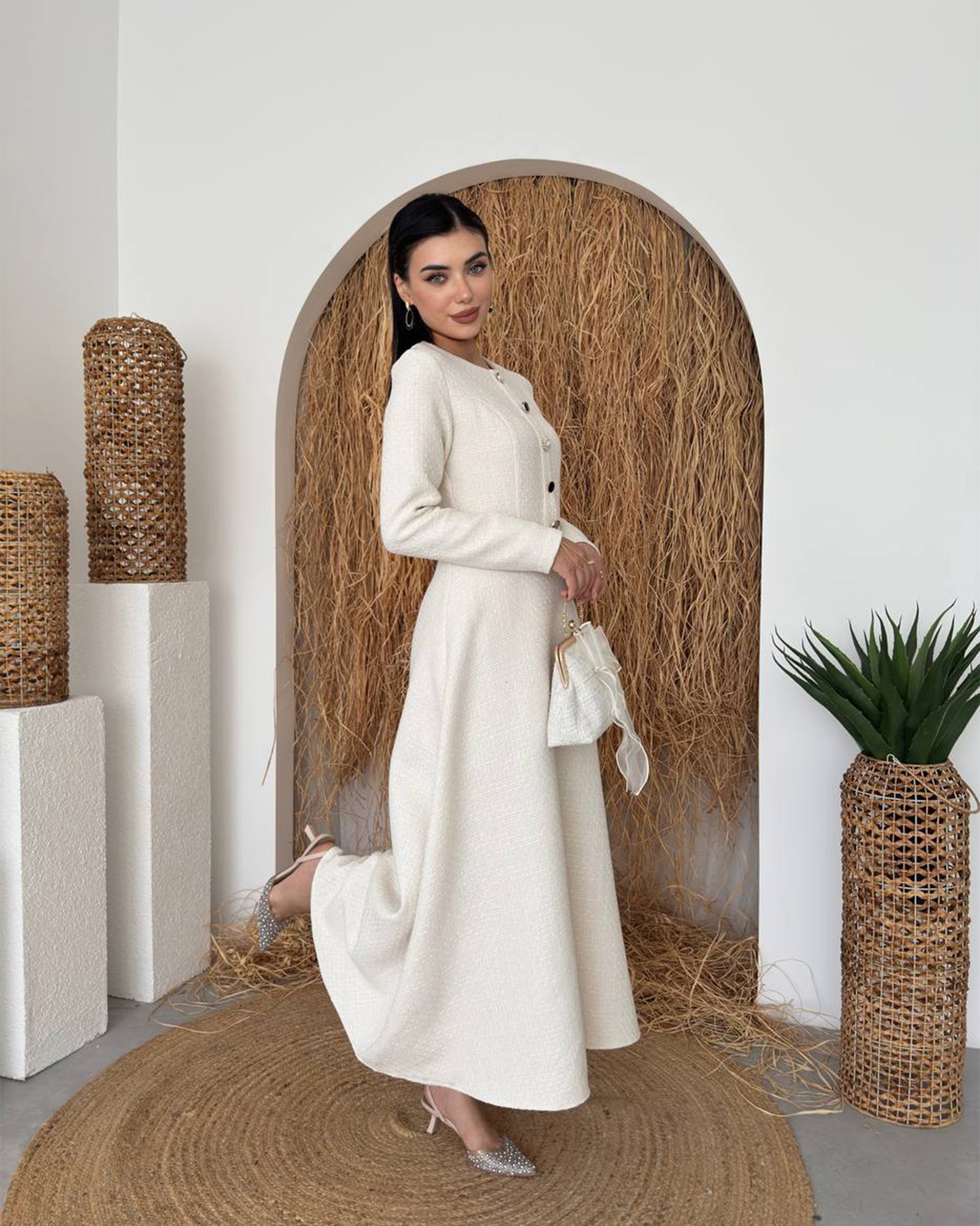 Midi haljina Alouette - cream bijela