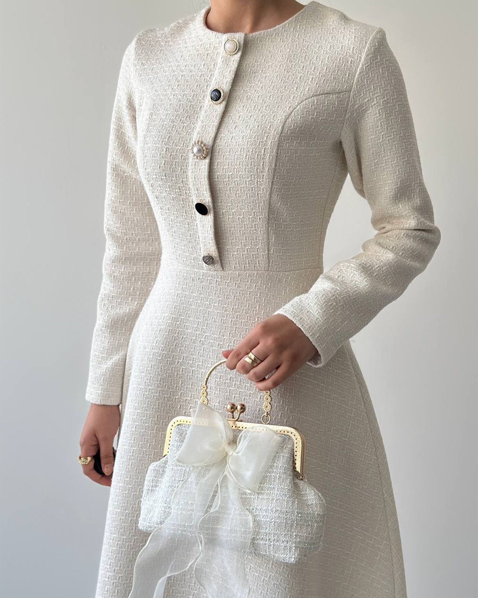 Midi haljina Alouette - cream bijela