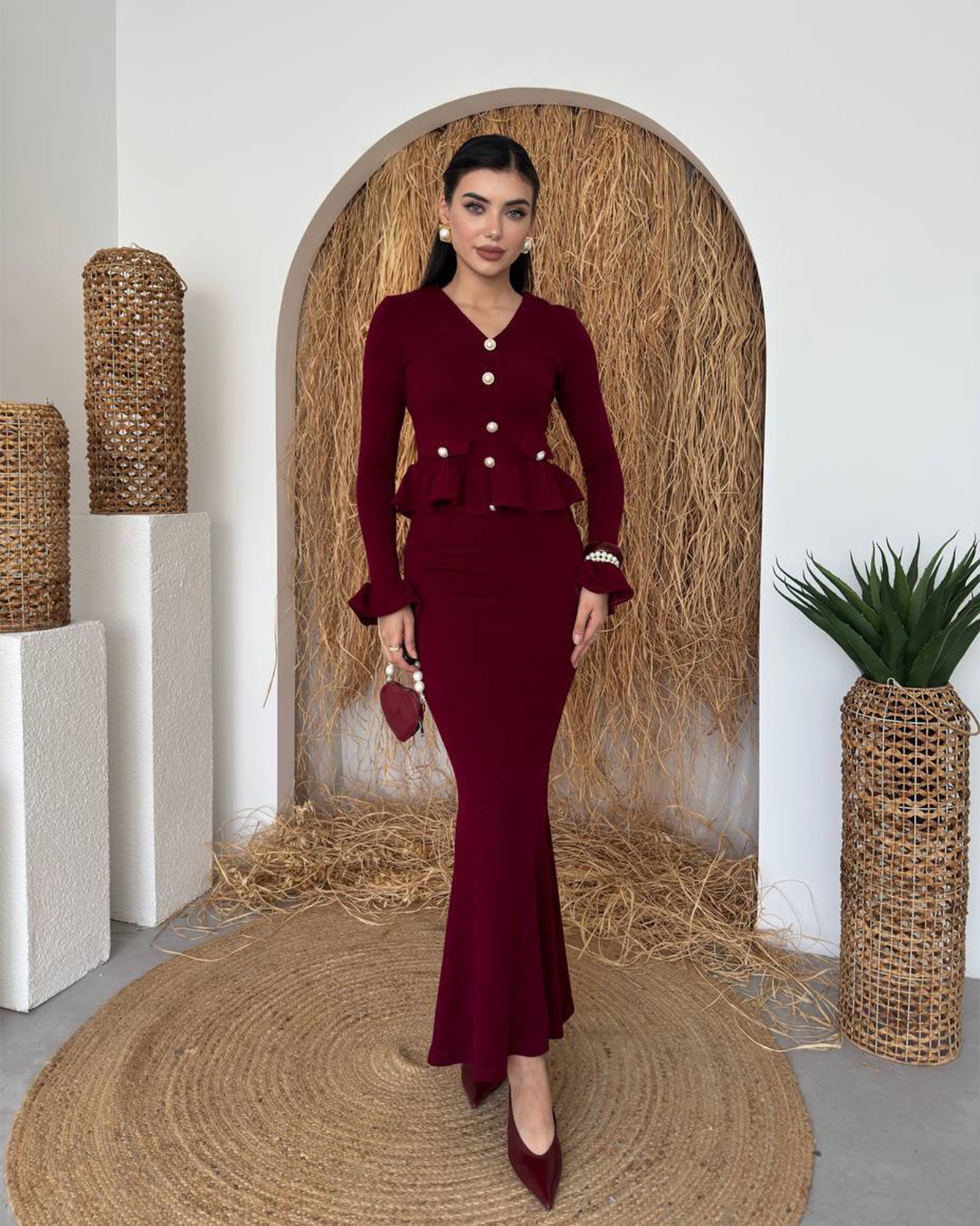 Dvodjelni set Maude - bordo