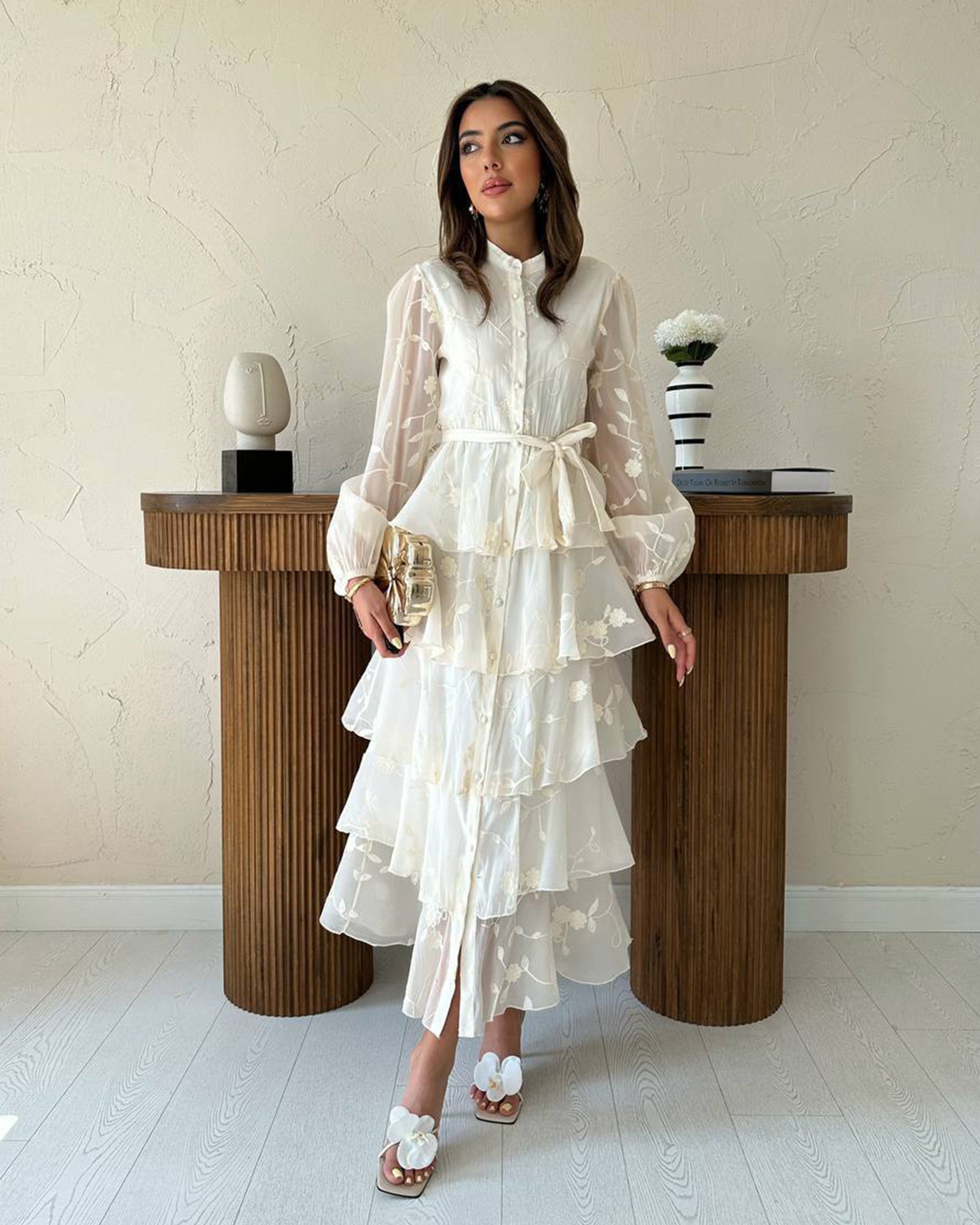 Midi haljina Aviora - cream