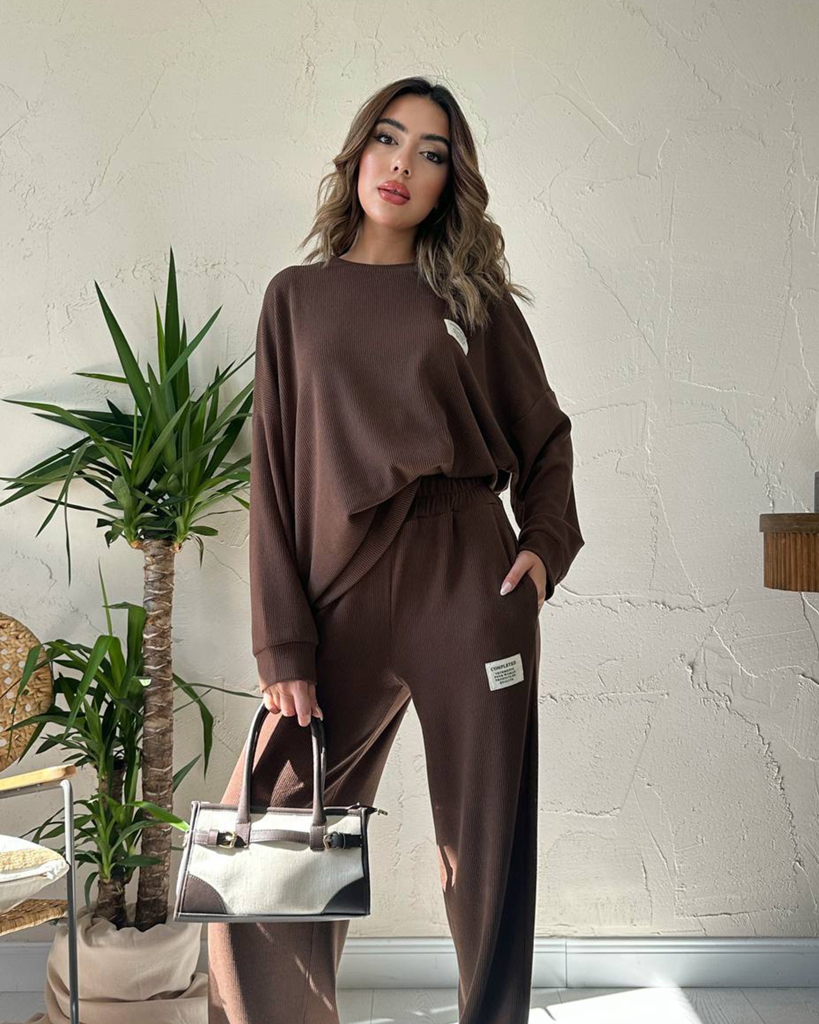 Dvodjelni set Nalini - smeđi - Slika 3