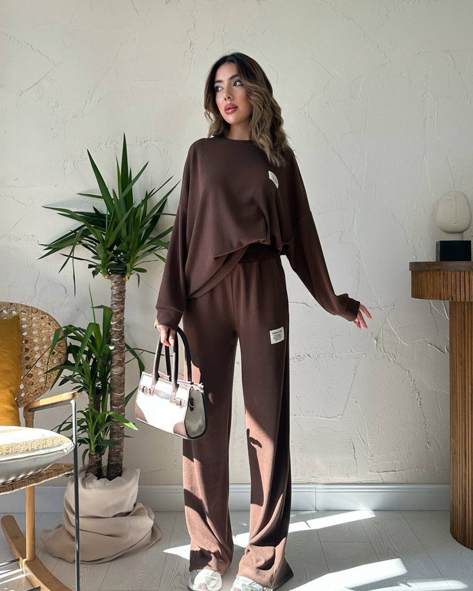 Dvodjelni set Nalini - smeđi - Slika 4