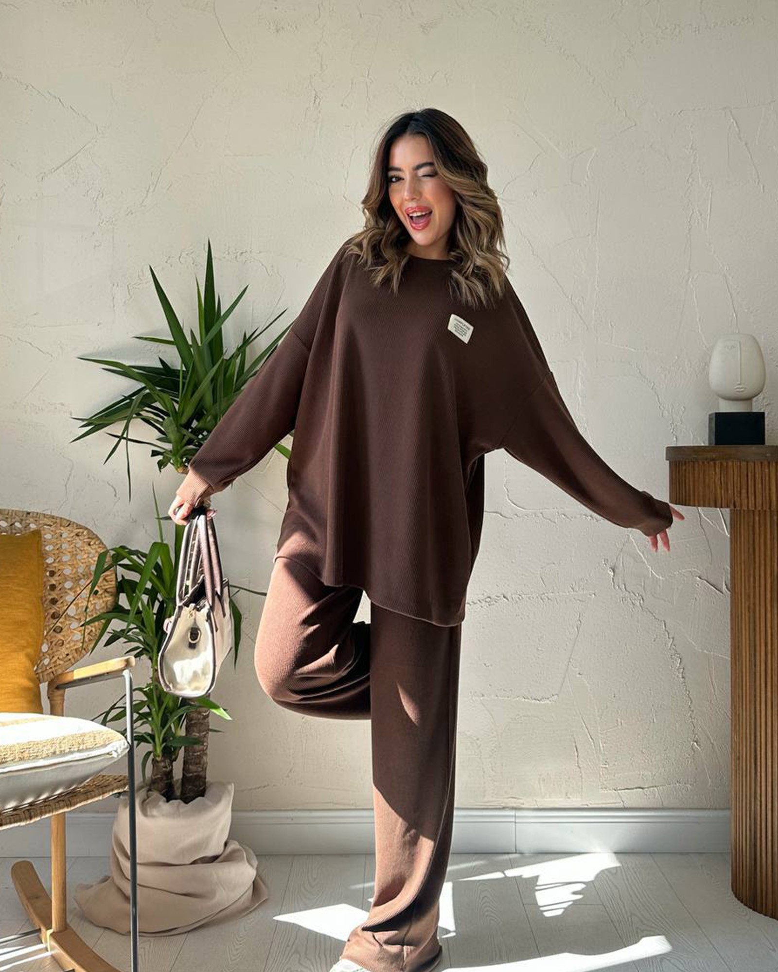 Dvodjelni set Nalini - smeđi - Slika 7