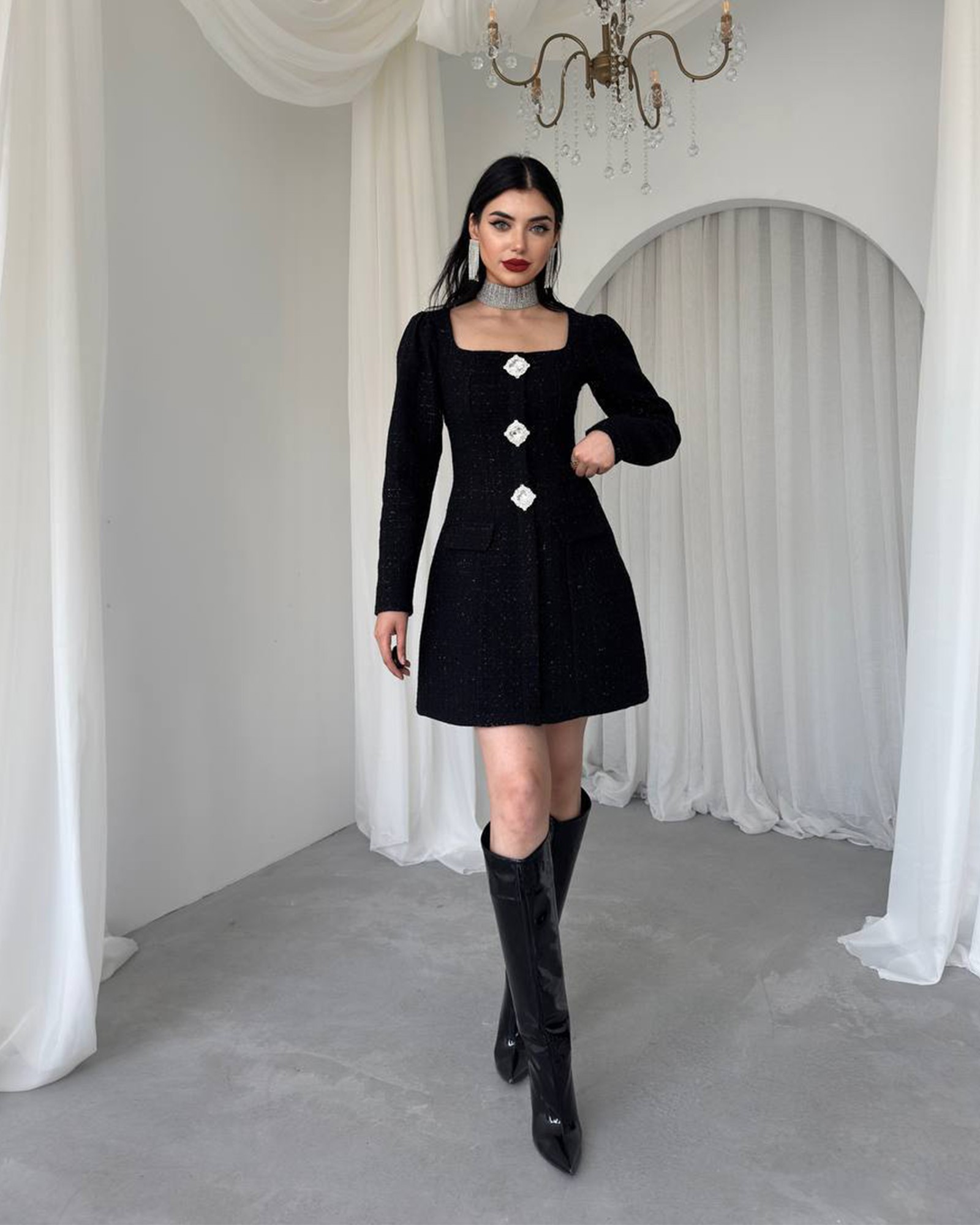 Mini haljina Lauserna - crna - Slika 7