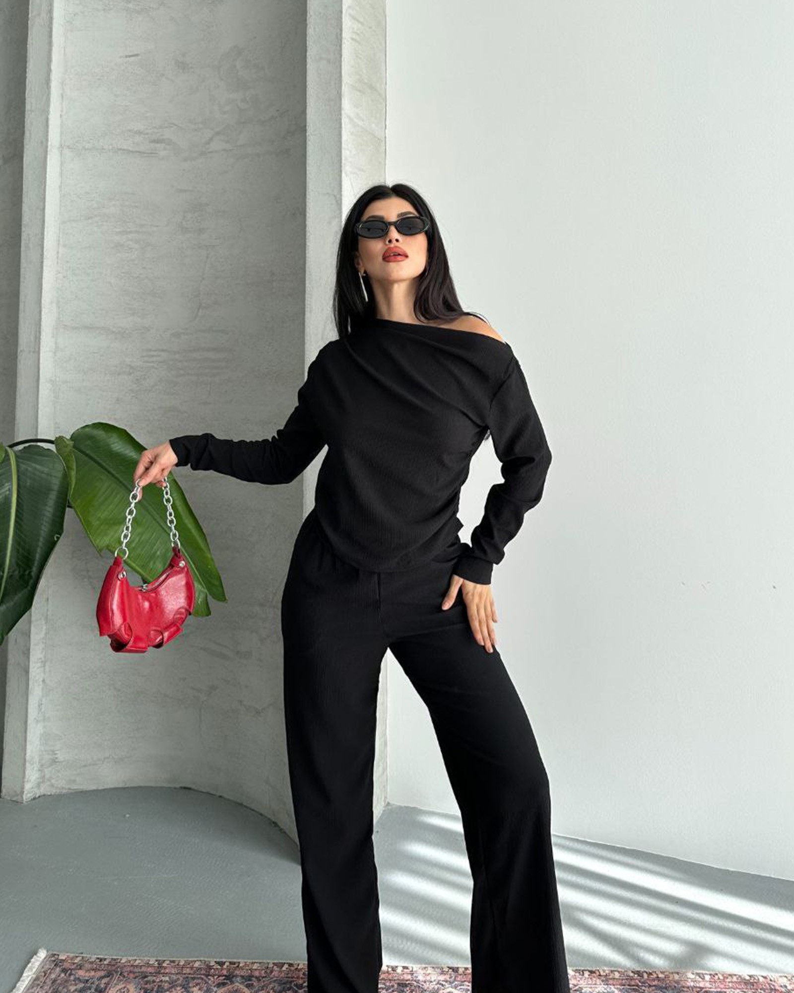 Dvodjelni set Delilah dugi rukav - crni
