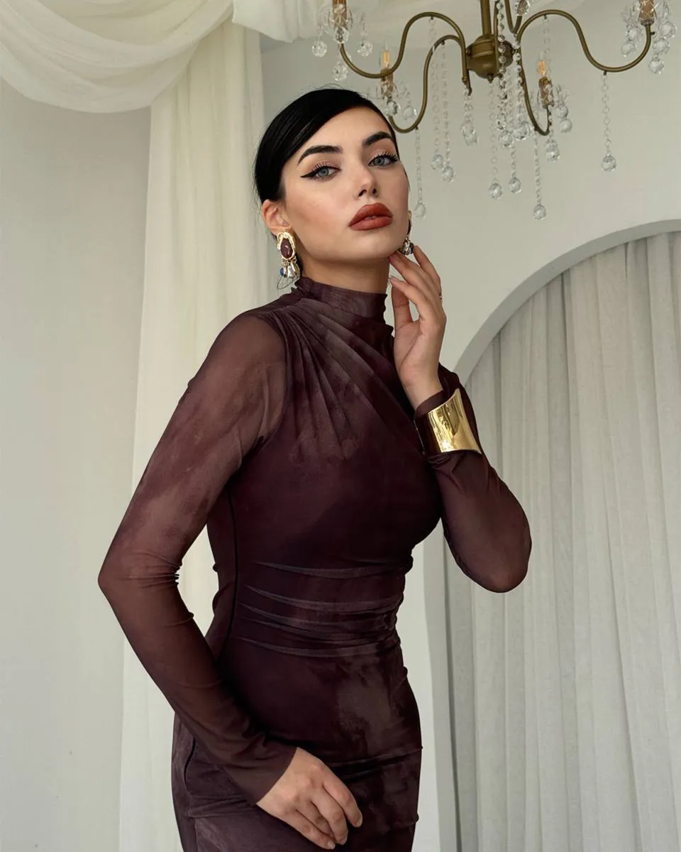 Midi haljina Glenn - smeđa - Slika 3