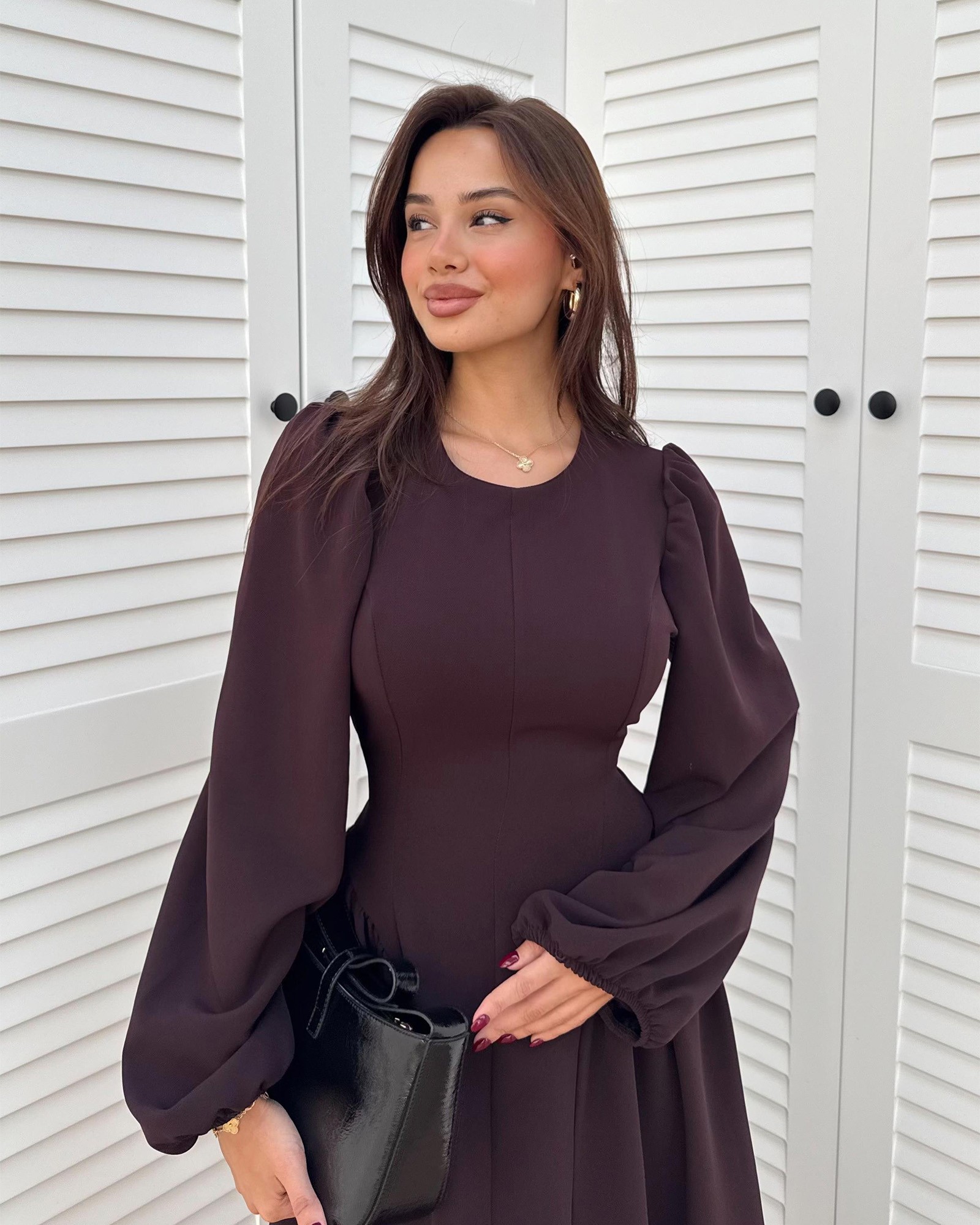 Midi haljina Costanza - smeđa 2 Midi haljina Costanza - smeđa - Slika 2