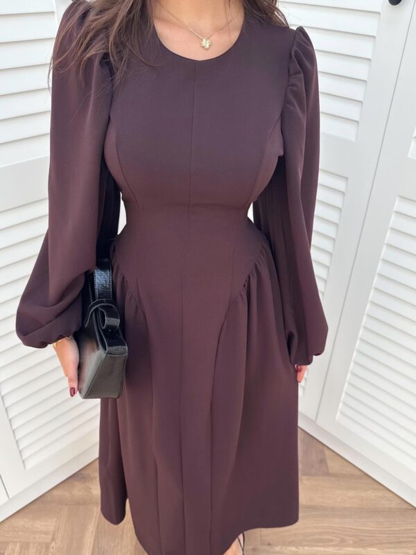 Midi haljina Costanza - smeđa 6 Lunatik