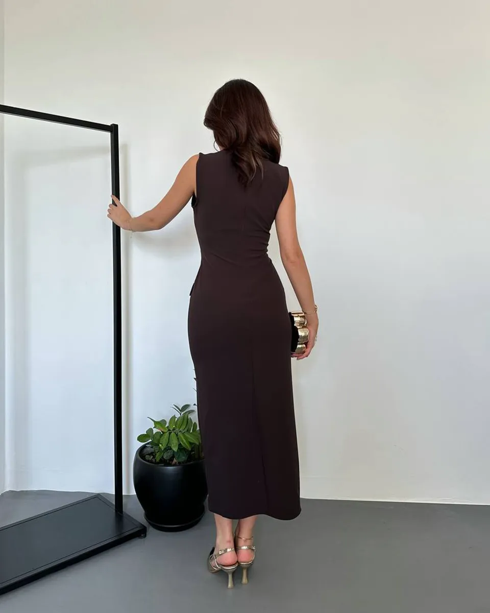 Midi haljina Caia - smeđa - Slika 4