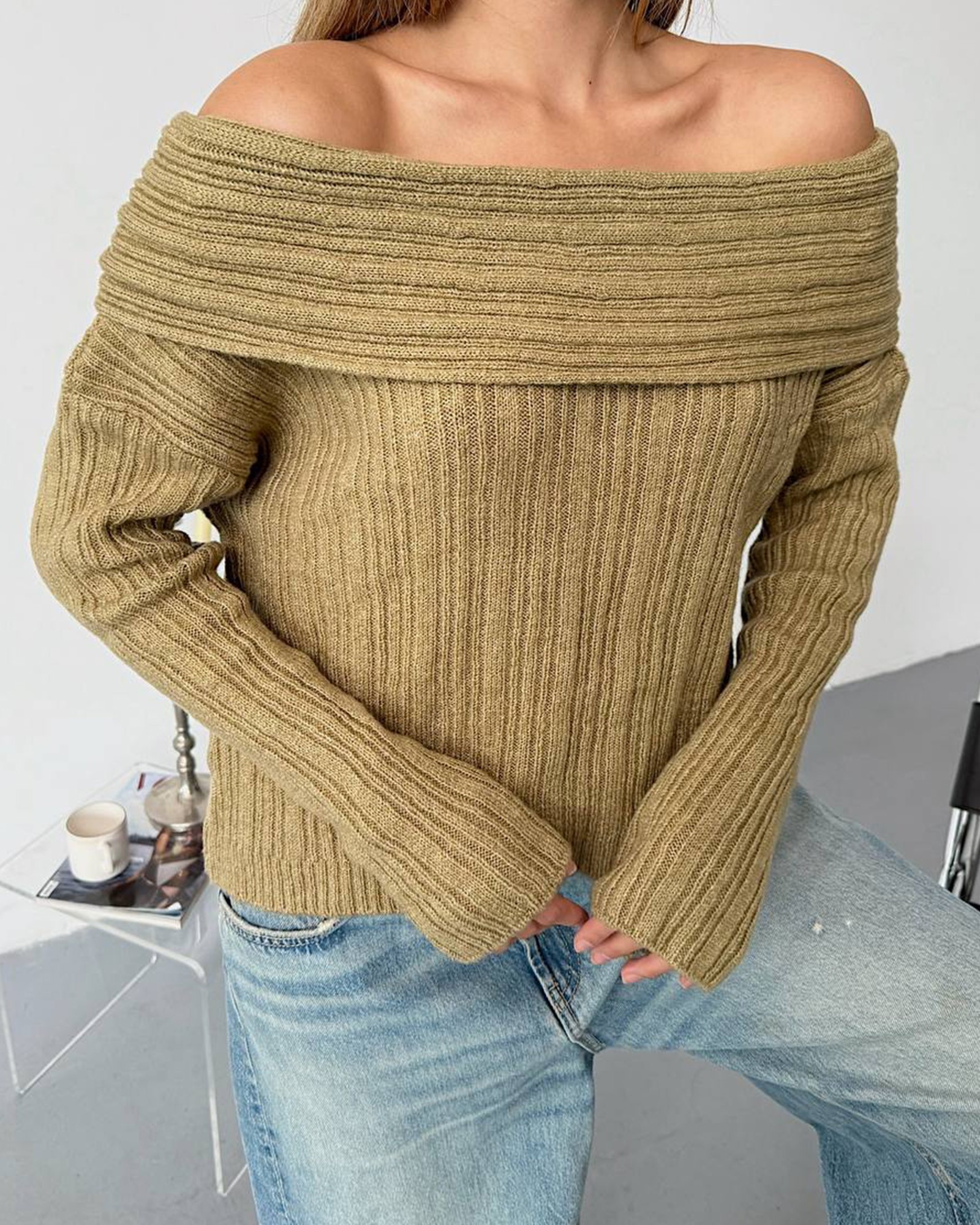 Džemper Rebecca - maslinasti - Slika 2