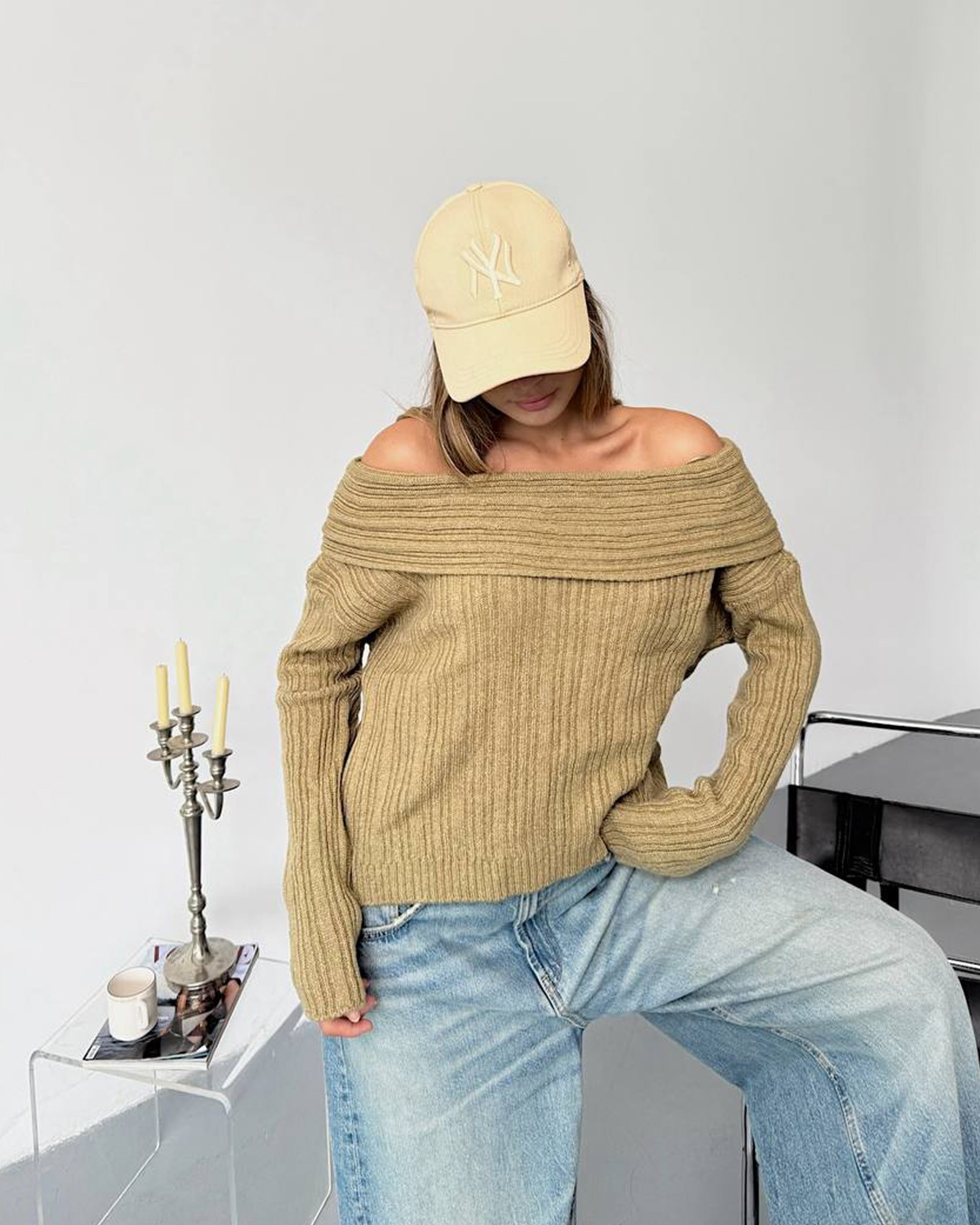 Džemper Rebecca - maslinasti - Slika 3