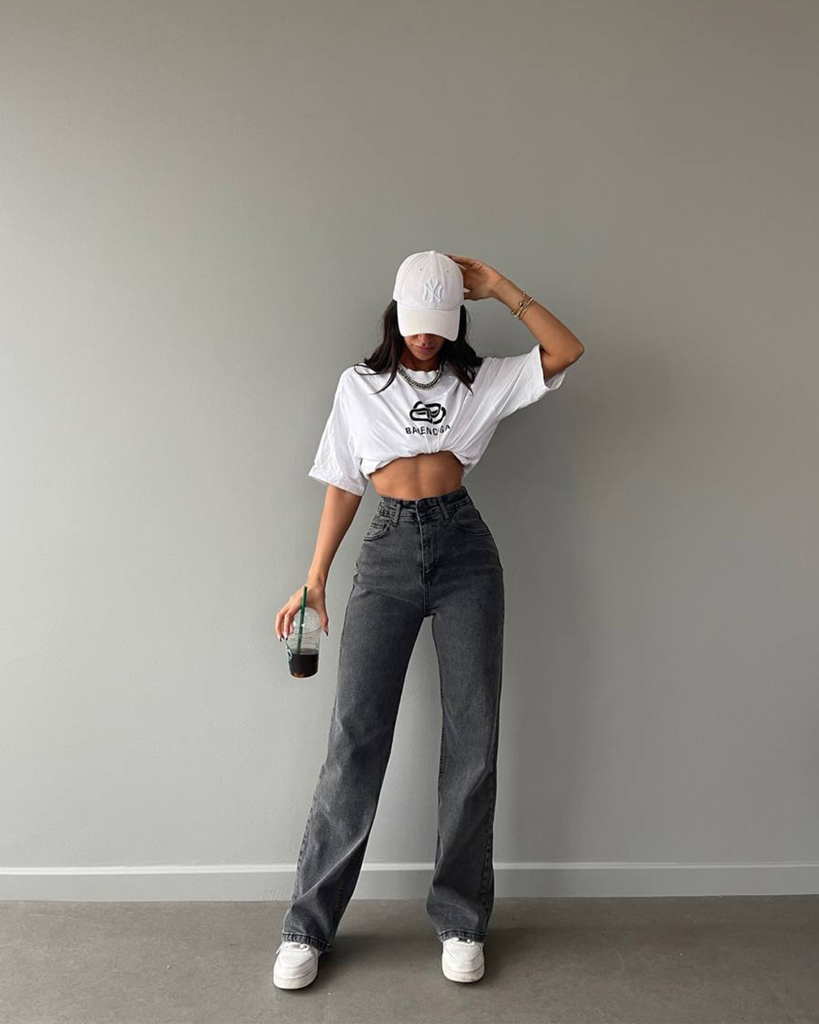 Farmerice široka nogavica Rowan - sive - Slika 2