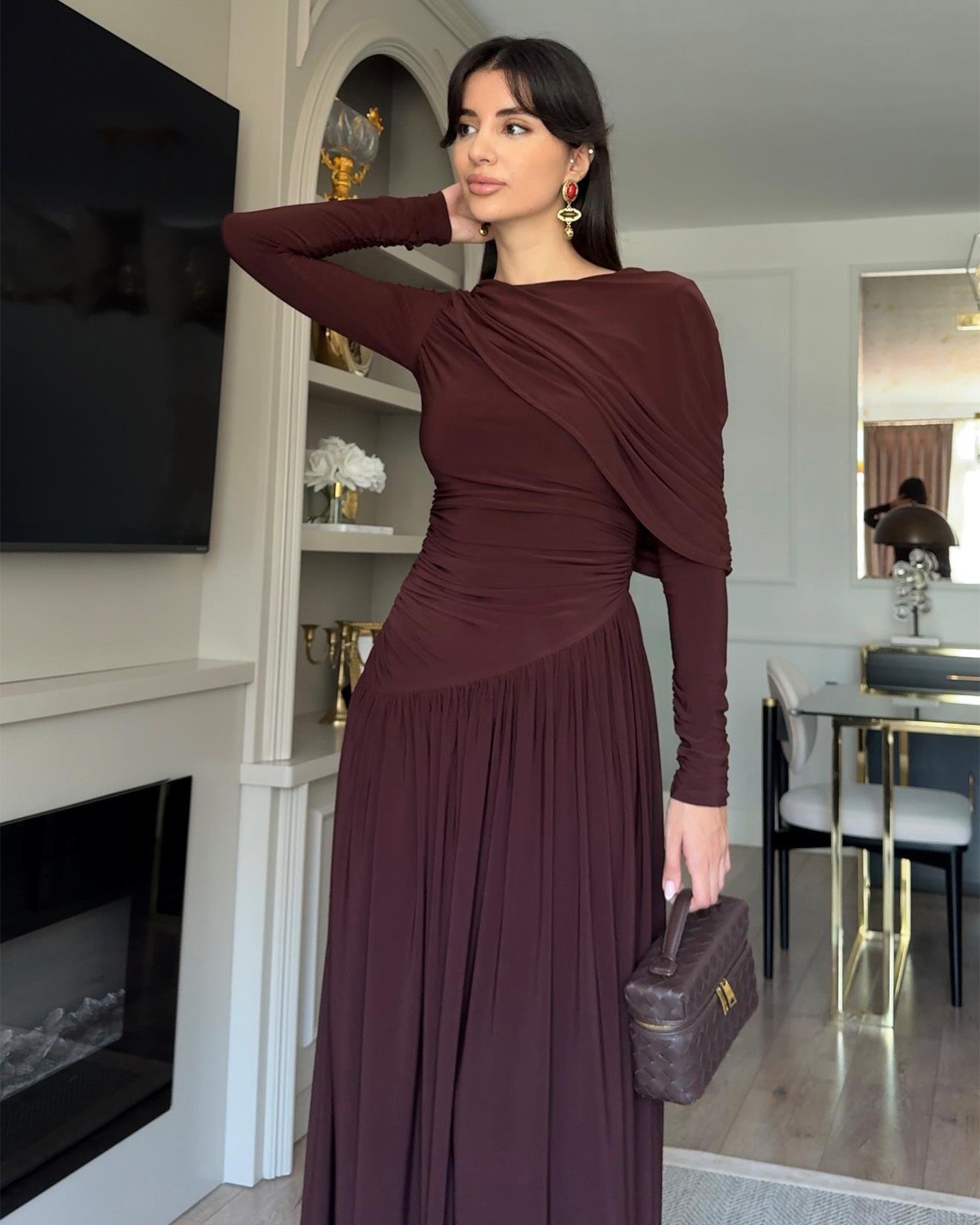 Midi haljina Ruth - smeđa - Slika 5