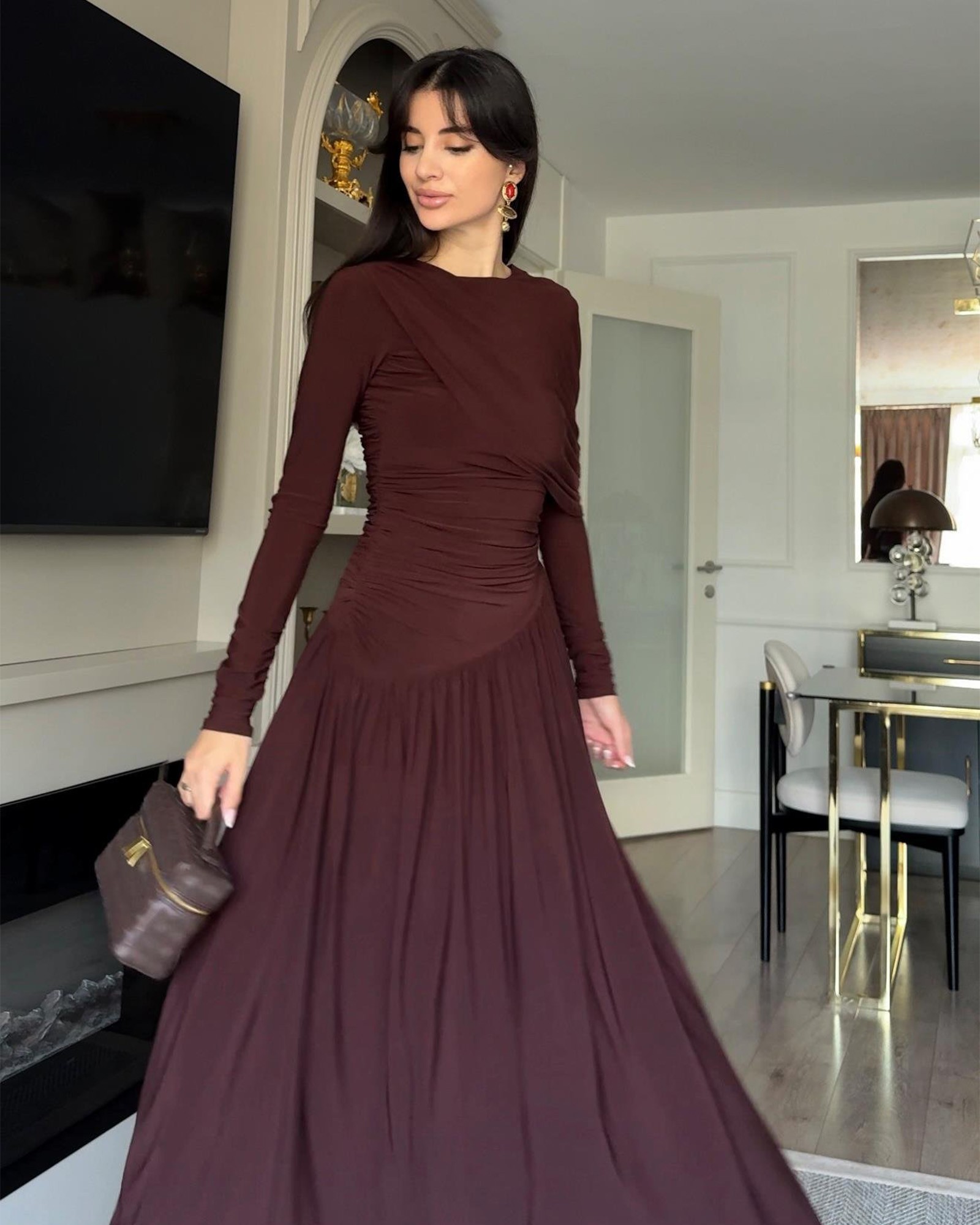 Midi haljina Ruth - smeđa - Slika 4