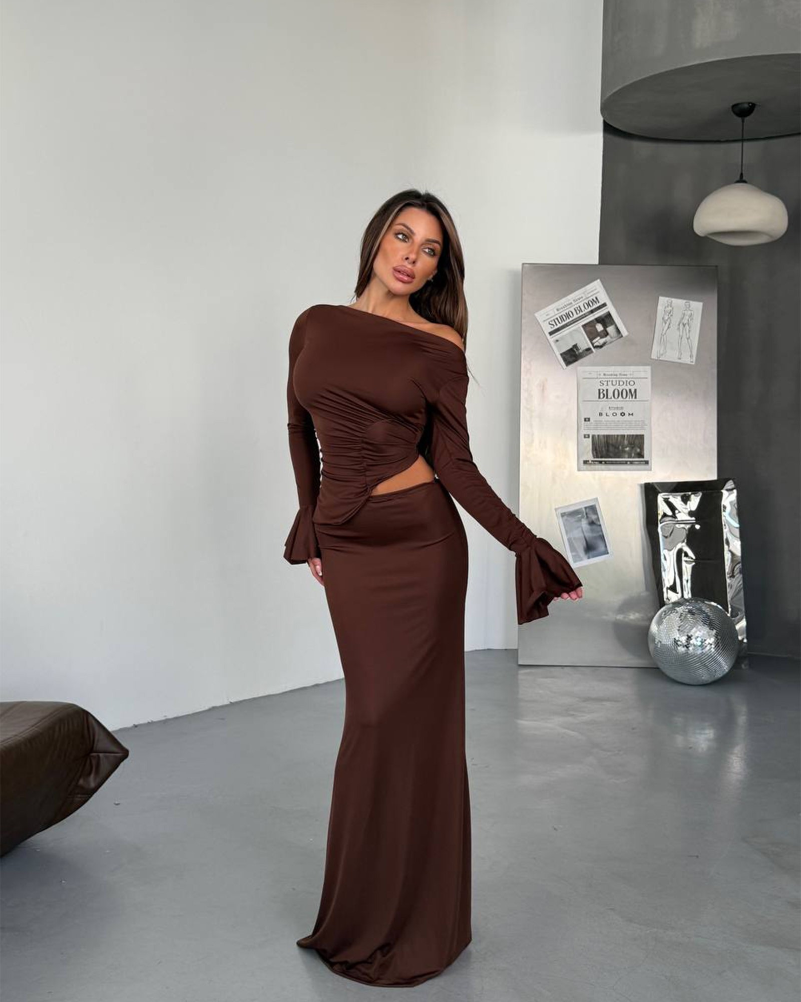 Dvodjelni set Cardi - smeđi