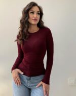 Prozirna majica Kai - bordo - Slika 4