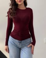 Prozirna majica Kai - bordo - Slika 2