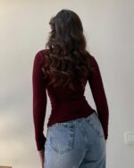 Prozirna majica Kai - bordo - Slika 3
