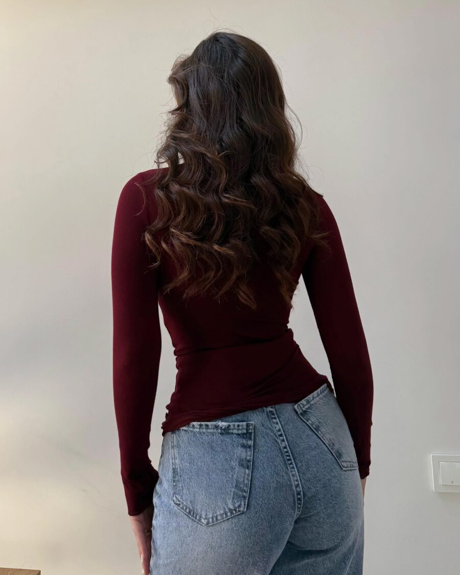 Prozirna majica Kai - bordo - Slika 3